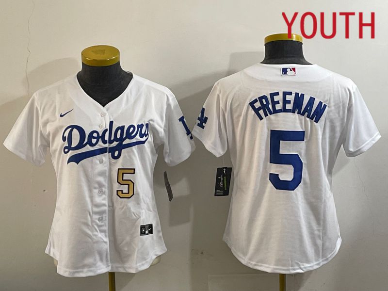 Youth Los Angeles Dodgers #5 Freeman White Game 2024 Nike MLB Jersey style 11205